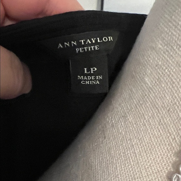 Ann Taylor Black Faux Leather Hem Knit Top - Picture 2 of 7